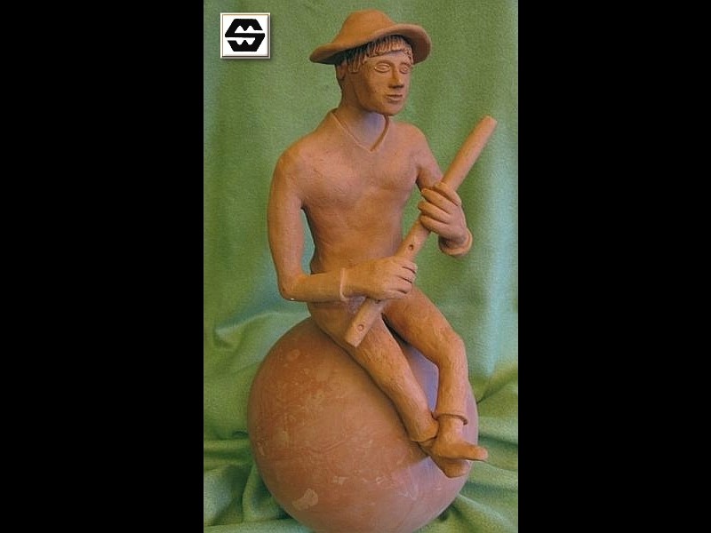 Keramikfigur Flötenspieler